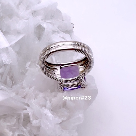Judith Ripka Amethyst & Diamond Split Shank Fontaine Ring 6.5 - Picture 7 of 8